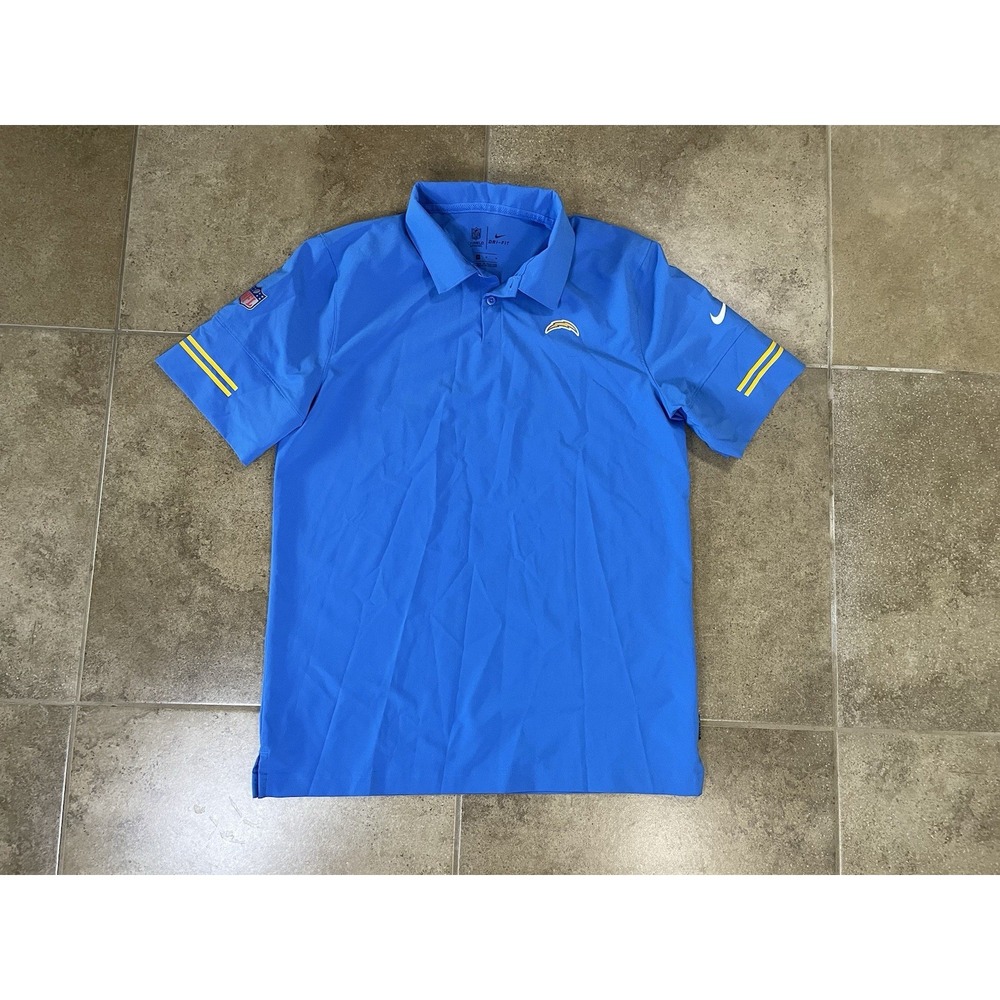 Nike Los Angeles Chargers Polo Shirt Mens Sz M ONFIELD Blue NFL Football Dri-Fit